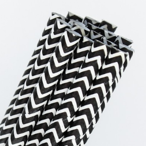 Black Chevron Straws