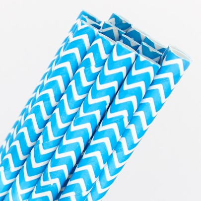 Blue Chevron Straws