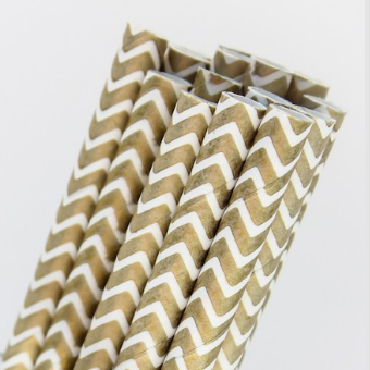 Gold Chevron Straws
