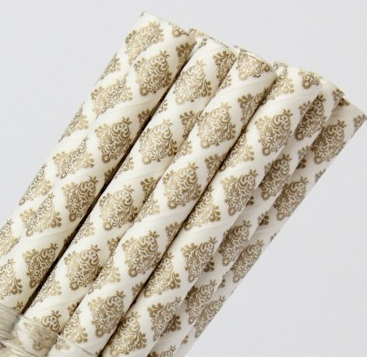 Gold Damask Straws