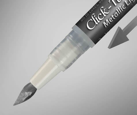Metallic Light Silver Click Twist Edible Paint