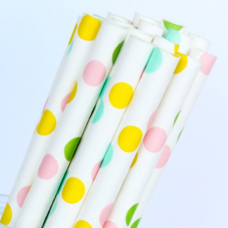 Pastel Rainbow Dot Straws