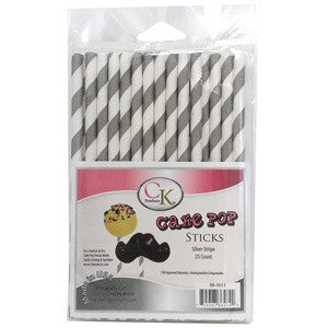 Cake Pop Sticks - Silver Stripe
