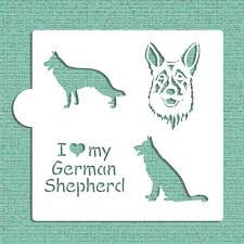 I Love My German Shepherd Cookie Stencil