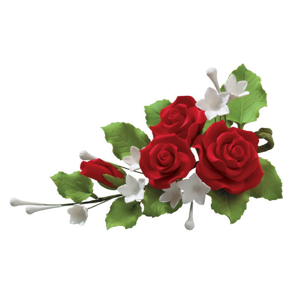 Red Rose Bouquet Gum Paste Spray