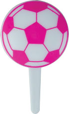 Soccer Ball Cupcake Picks - Pink & White