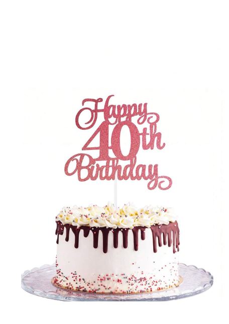 Rose Gold Happy 40th Birthday Cake Topper