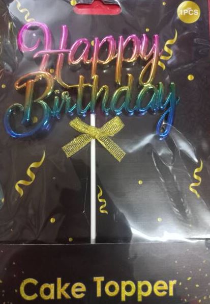 Rainbow Happy Birthday Cake Topper