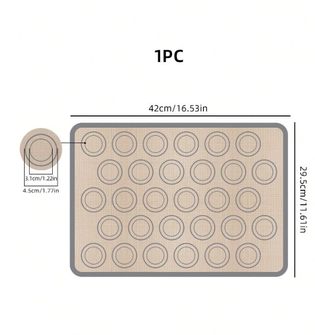 30 Circles Macaron Silicone Baking Mat - 1 Piece- Gray