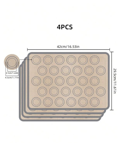 30 Circles Macaron Silicone Baking Mat - 4 Pieces - Gray