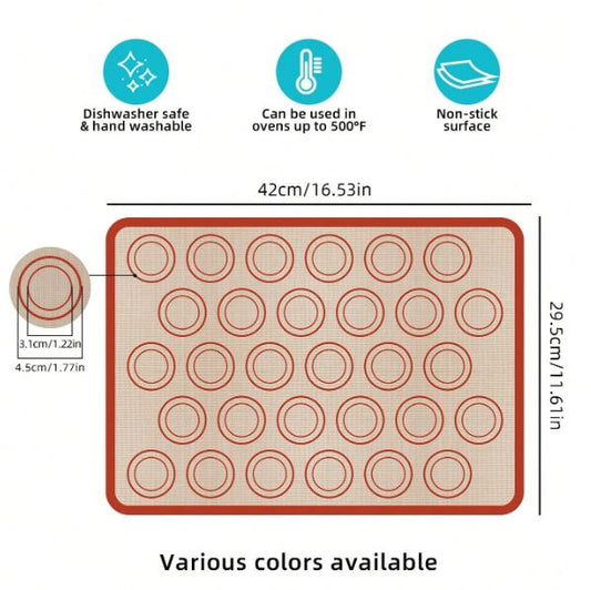 30 Circles Macaron Silicone Baking Mat - 4 Piece- Red