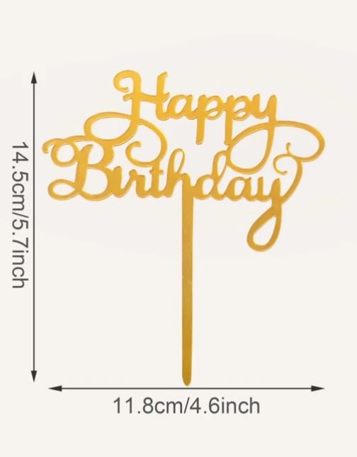 Gold English Happy Birthday Cake Topper