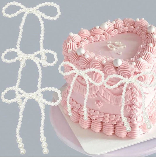 Pearl Bow Cake Decorations