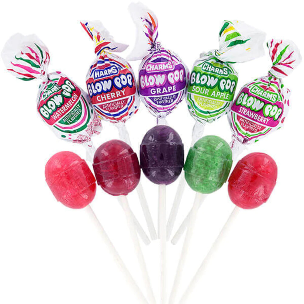 Charms Assorted Fruit Flavor Blow Pop Lollipops