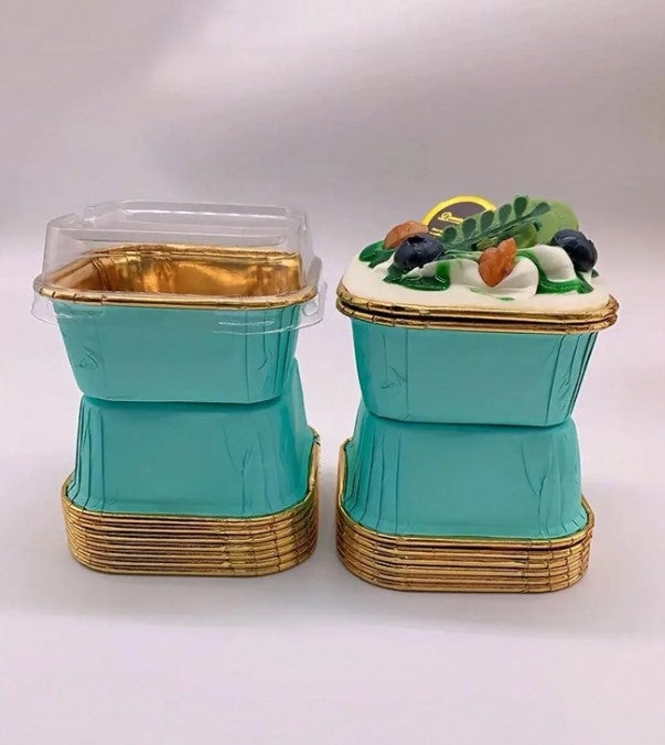 Rolled Edge Square-Shaped Greaseproof Paper Cup With Lid