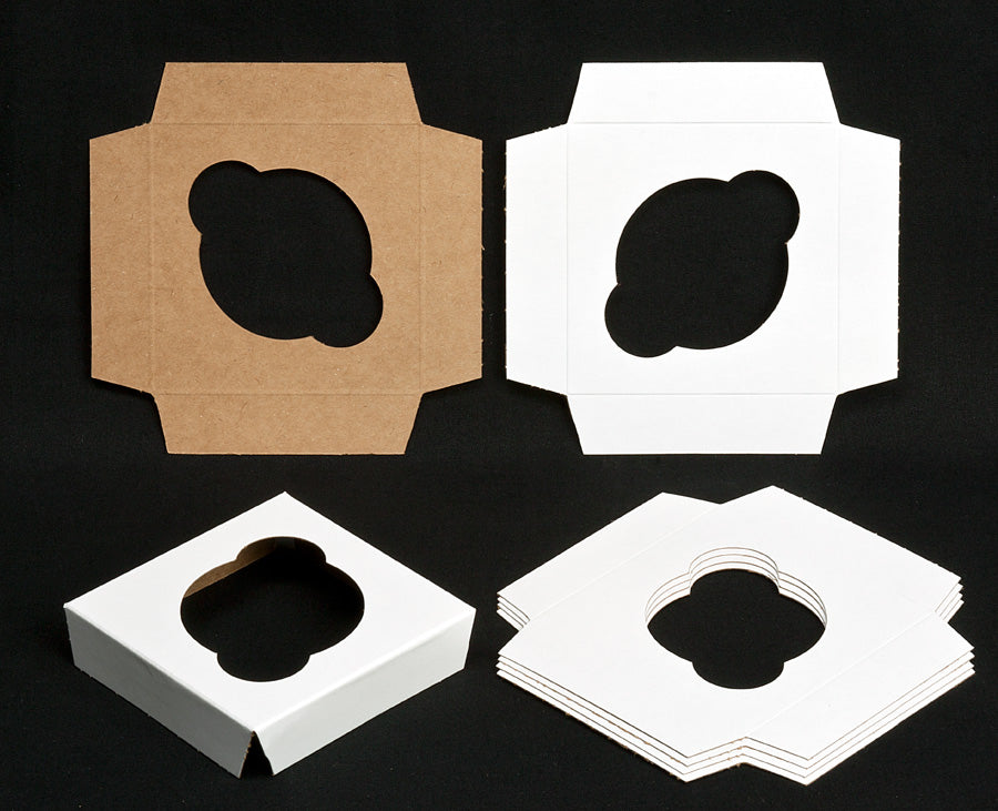 4" x 4" x 4" White Lock & Tab Box with Window