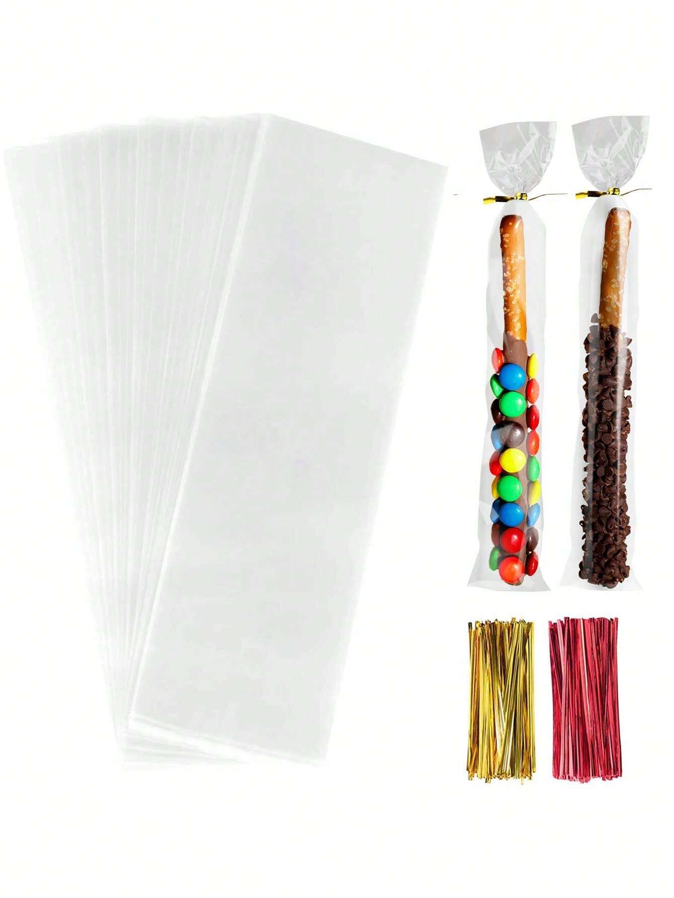 100pcs-Pretzel Stick Bags with Twist tie