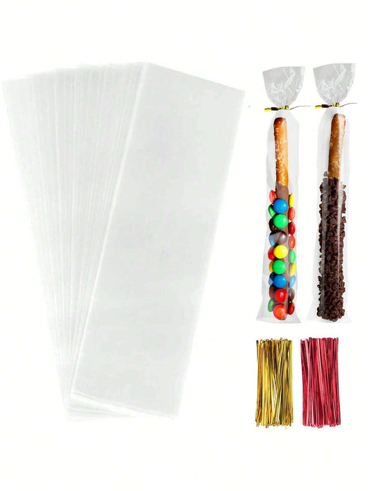 100pcs-Pretzel Stick Bags with Twist tie