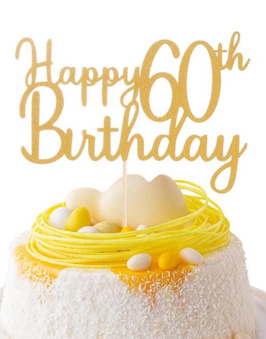 Gold Happy 60th Birthday Cake Topper