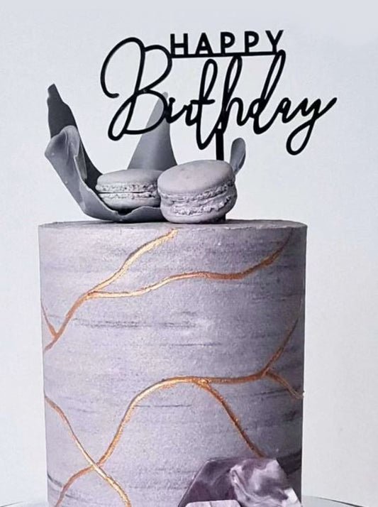 Black Happy Birthday Cake Topper