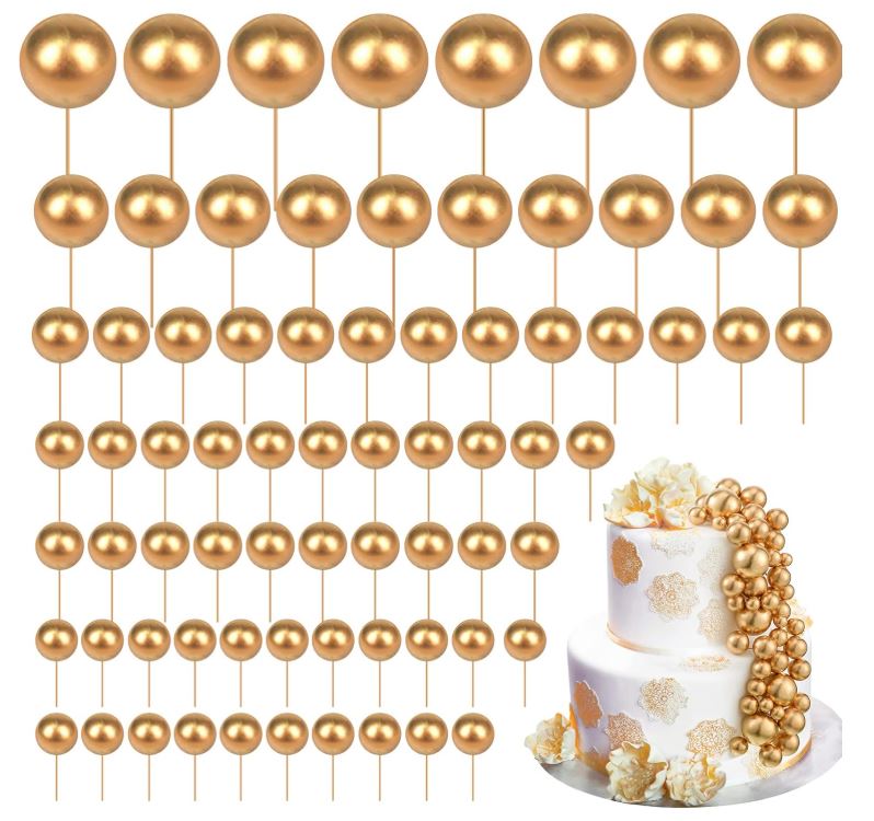 108 Gold Ball Cake Topper