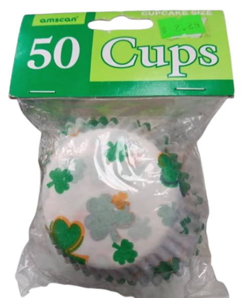 Cupcake Cases St. Patricks Shamrocks Print — 50 Cups