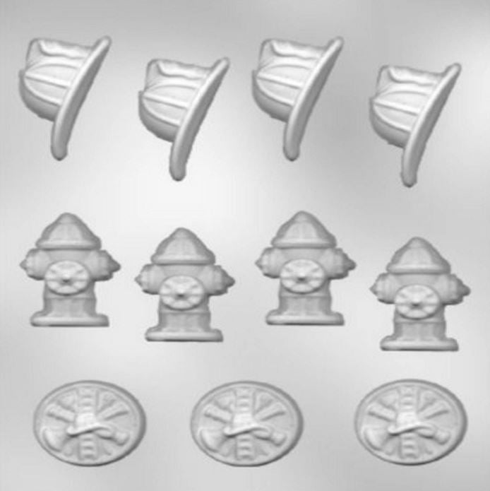 Fireman's Hat, Fire Hydrant, and Equipment Chocolate Mold