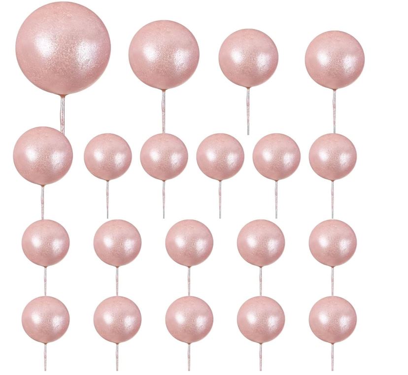20 PCS Ball Cake Topper Pearl Rose Gold