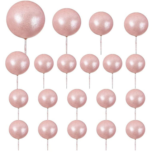 20 PCS Ball Cake Topper Pearl Rose Gold