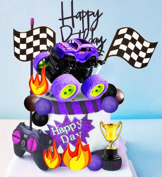 Purple Monster Truck Birthday Cake Decoration