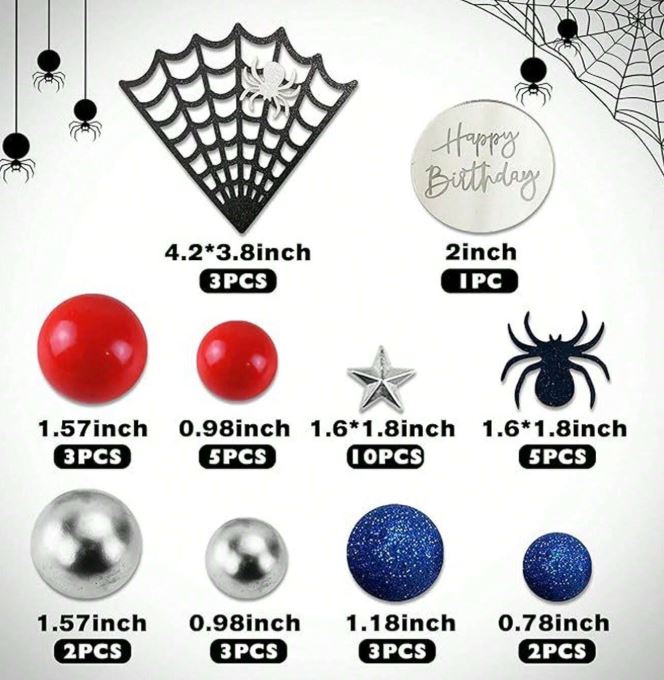 37PCS Spider Cake Decorations