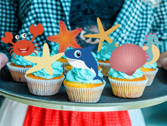 20 Pcs Ocean Cupcake Toppers