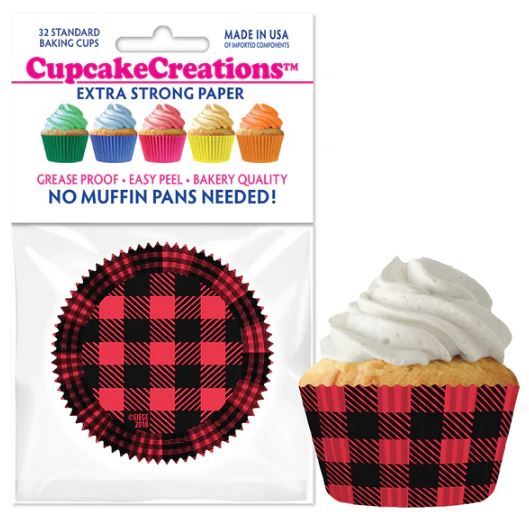 Cupcake Creations Red & Black Buffalo Plaid Baking Cups