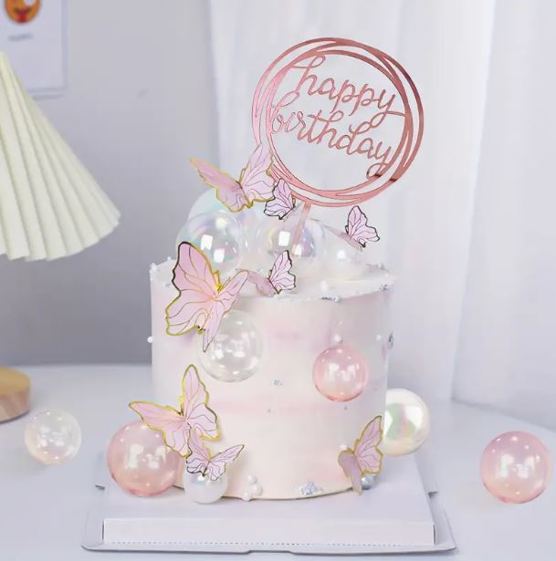 42pcs Iridescent Plastic Ball Cake Topper