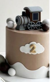 Grey Cartoon Locomotive Cake Decorative