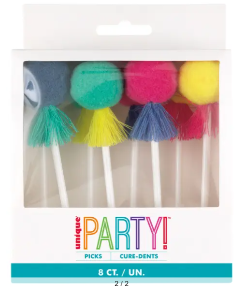 Pom Poms Party Sticks 8-pack