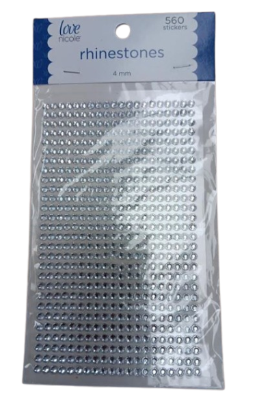 Silver Rhinestone 4mm