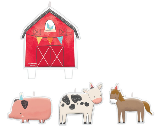 Multicolor Farm Animal Barnyard Birthday Candle Set