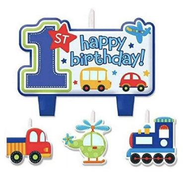 All Aboard 1st Birthday Candle Set (4 Pack)
