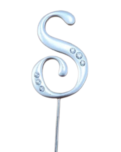 Cake Monogram Silver Rhinestones