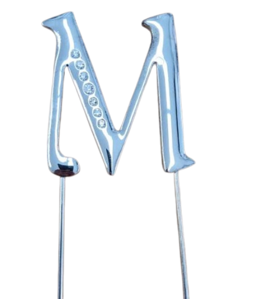 Cake Monogram Silver Rhinestones