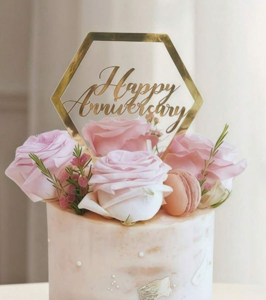 Acrylic Happy Anniversary Cake Topper