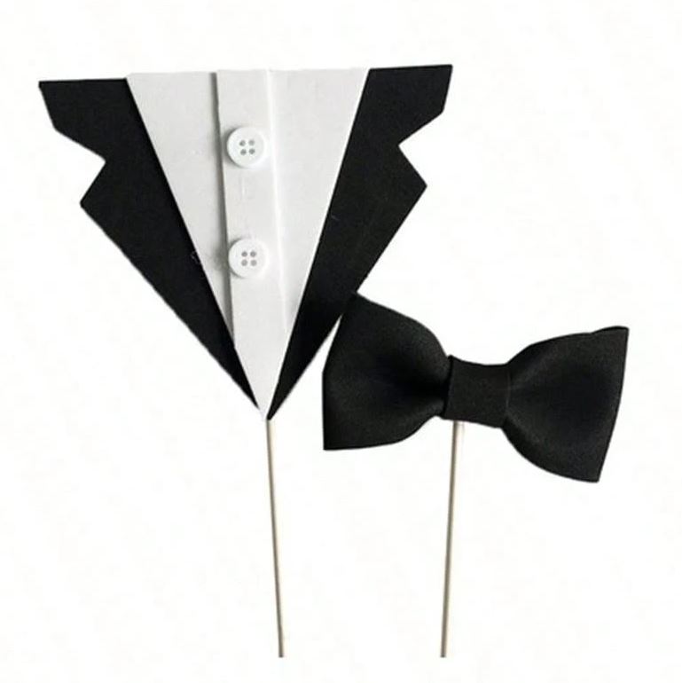 Suit Bowknot Men Happy Birthday Cake Topper
