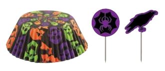 Fluorescent Skull Bake Cup & Pick Set
