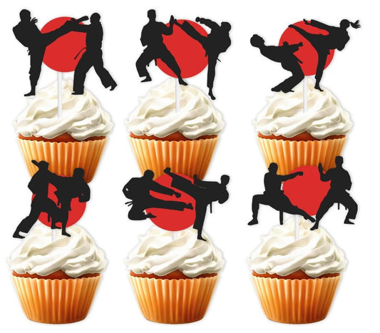 18pcs Black Glitter Dessert Cupcake Topper