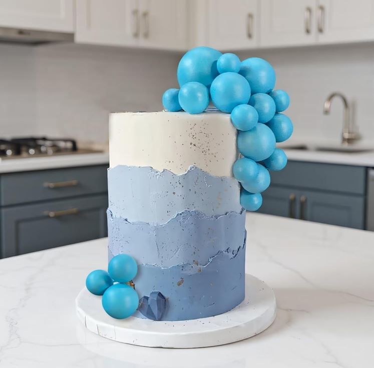 18 PCS Balls Cake Topper Dark Blue