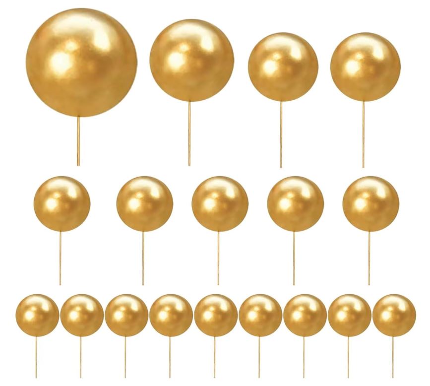 18 PCS Balls Cake Topper Gold