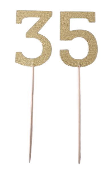 Gold Glitter Number Picks