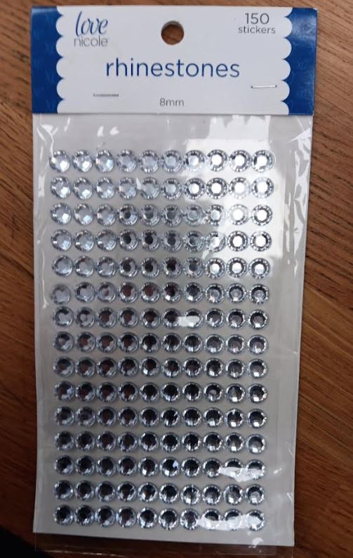 Silver Rhinestone Stickers 8mm
