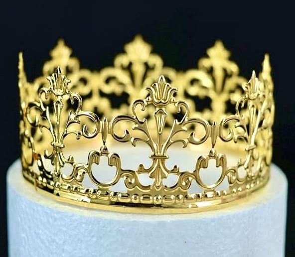 Gold Vintage Princess Crown Cake Topper